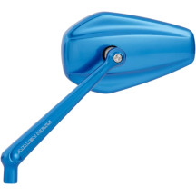 Mini Stocker Forged Mirror — 69.85 mm head height, 114.3 mm head width, Anodized Blue, Left screw-in mount