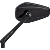 Mini Stocker Forged Mirror — 69.85 mm head, 114.3 mm width, Black anodized, left screw-in