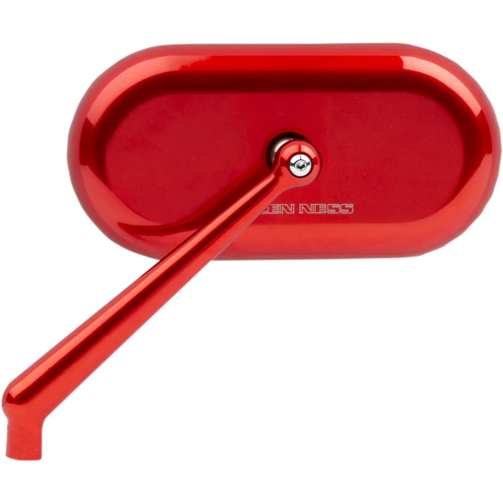 Forged Oval Mirror — 5.83" W, 2.92" H, 4.03" stem, anodized red