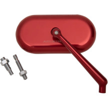 Forged Oval Mirror — 14.81 cm head width (5.83"), 10.24 cm stem (4.03"), Screw-In mount, Anodized red