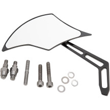 Billet Aluminum Mirror — 7-1/8 in × 2-3/4 in, 6.5 in stem, Matte black, Screw-in