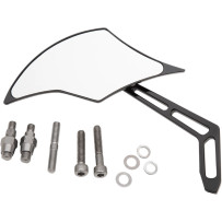 Billet Aluminum Mirror — 7-1/8 in × 2-3/4 in, 6.5 in stem, Matte black, Screw-in