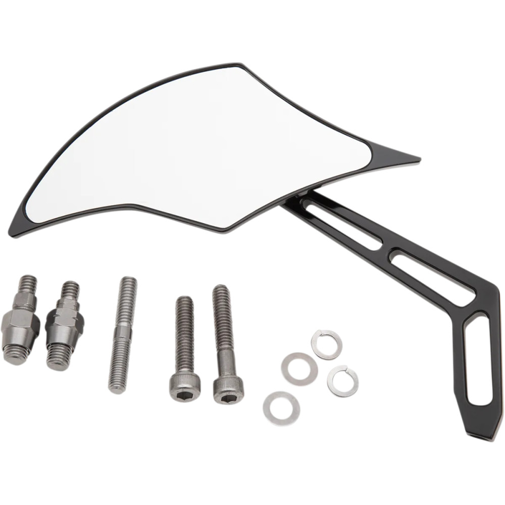 Billet Aluminum Mirror — 7-1/8 in × 2-3/4 in, 6.5 in stem, Matte black, Screw-in