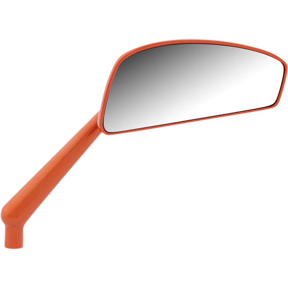 Tearchop Mirror — 117.9 mm × 52.32 mm head, 102.4 mm stem, anodized orange