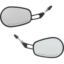 Thru-Mount Mirror — 6" stem, 3" x 5" convex head, black matte