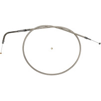 Polished Stainless Steel Braided Throttle/Idle Cable — 73 cm (28-3/4") housing, 13 cm (5-1/8") travel, 45° elbow, Silver