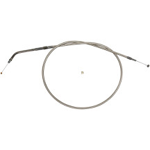 Polished Stainless Steel Braided Throttle/Idle Cable — 100.5 cm (39-1/2") , 12.7 cm (5") , Throttle, Silver