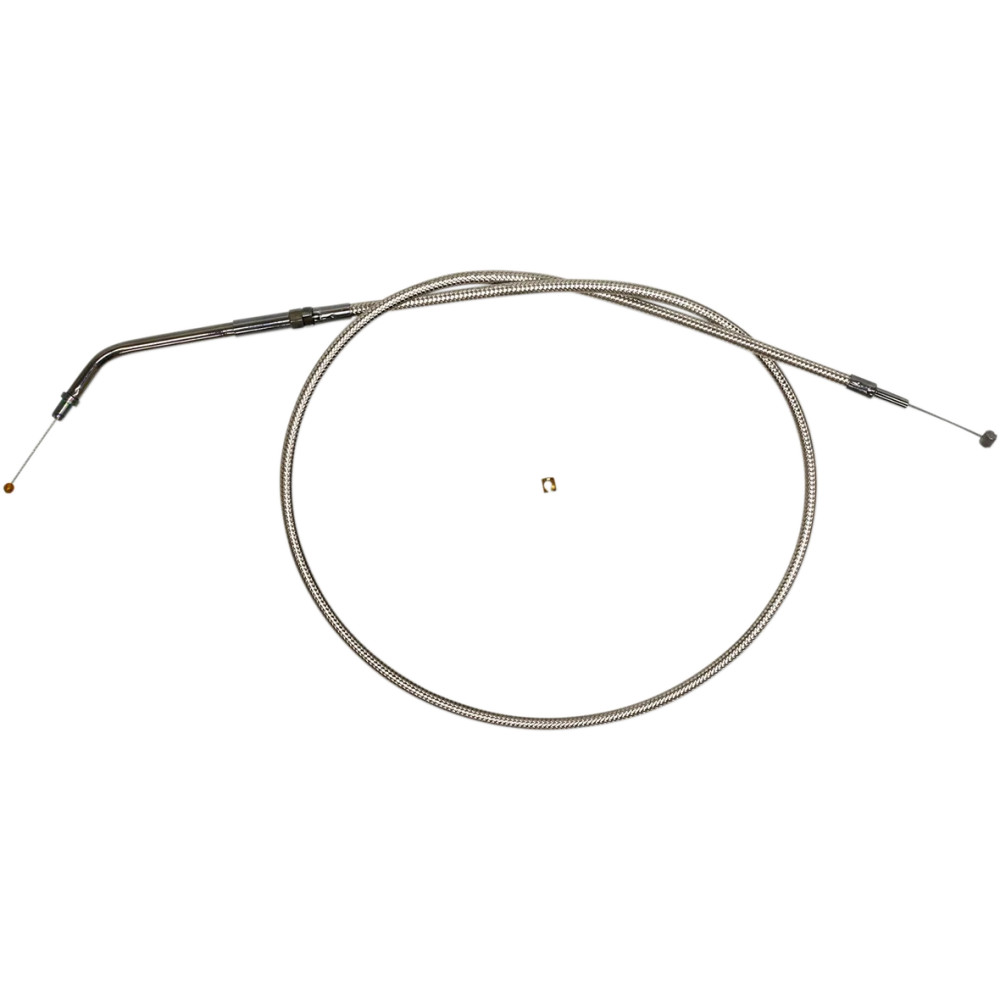 Polished Stainless Steel Braided Throttle/Idle Cable — 100.5 cm (39-1/2") , 12.7 cm (5") , Throttle, Silver