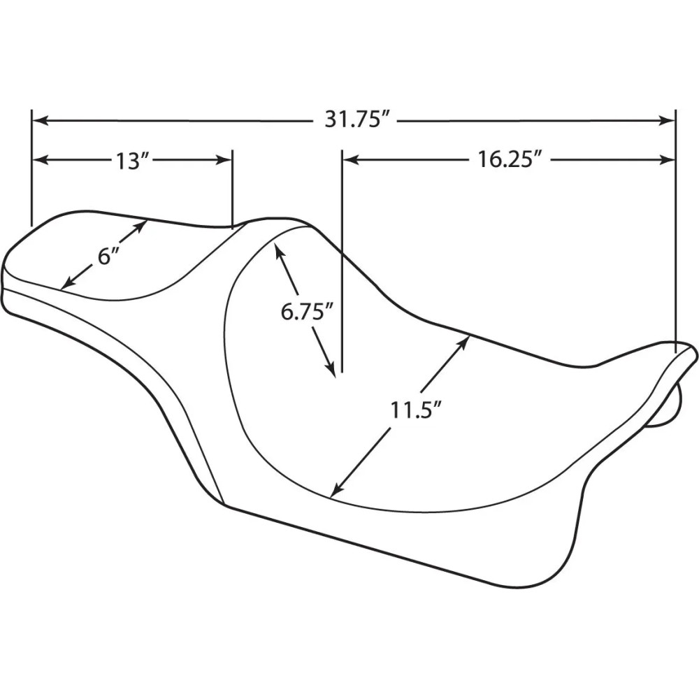 Predator III Seat — 80.5 cm overall, 29 cm driver width, Black, fits Drag & most Harley-Davidson sissy bars