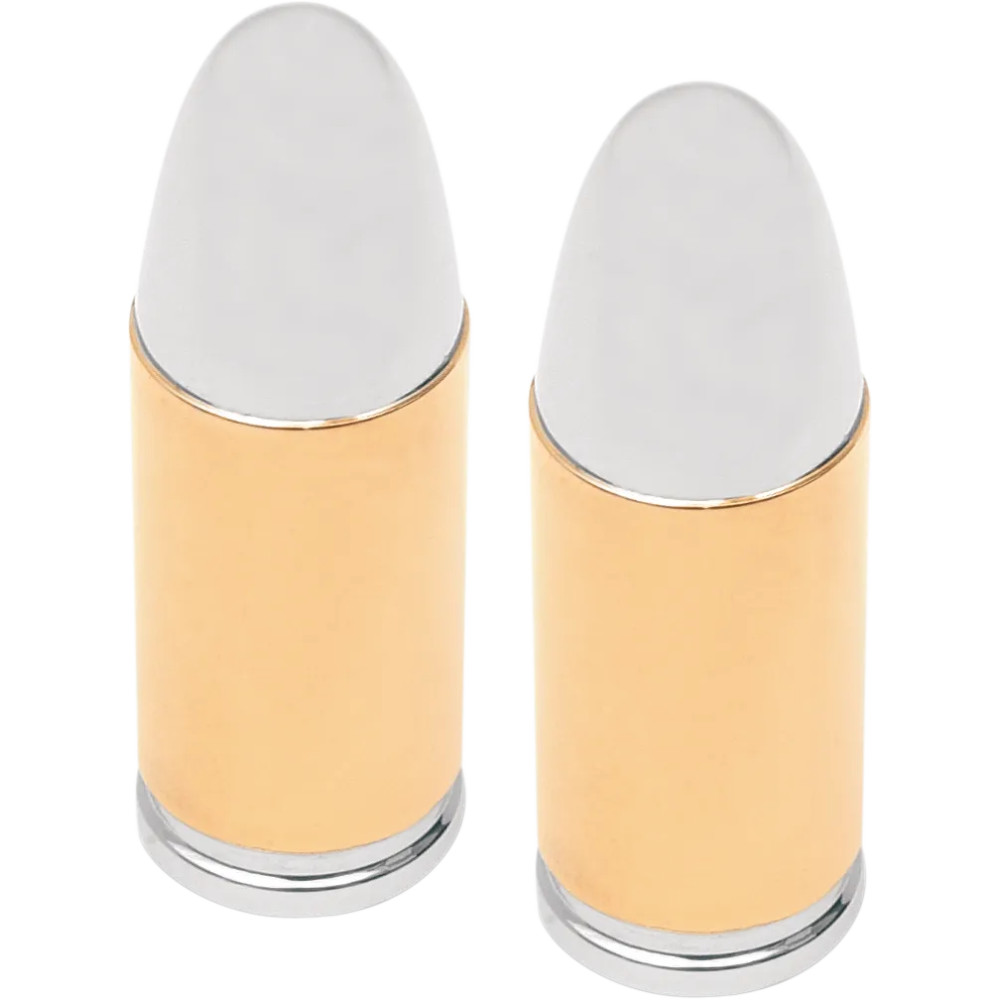 .38 Special Valve Stem Cap — Pair, Chrome, Gold