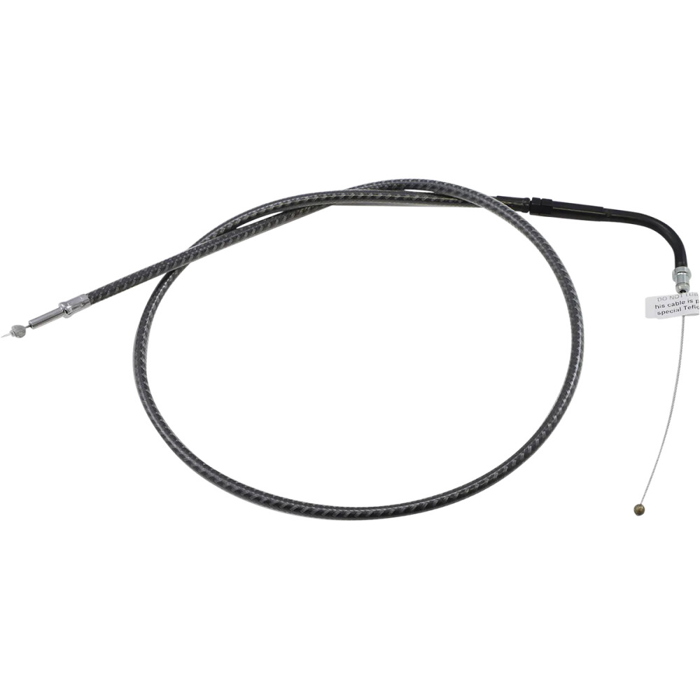 KARBONFIBR Braided Throttle/Idle Cable — 32-3/4" housing, 5" travel, 90° elbow, silver carbon-fiber braid