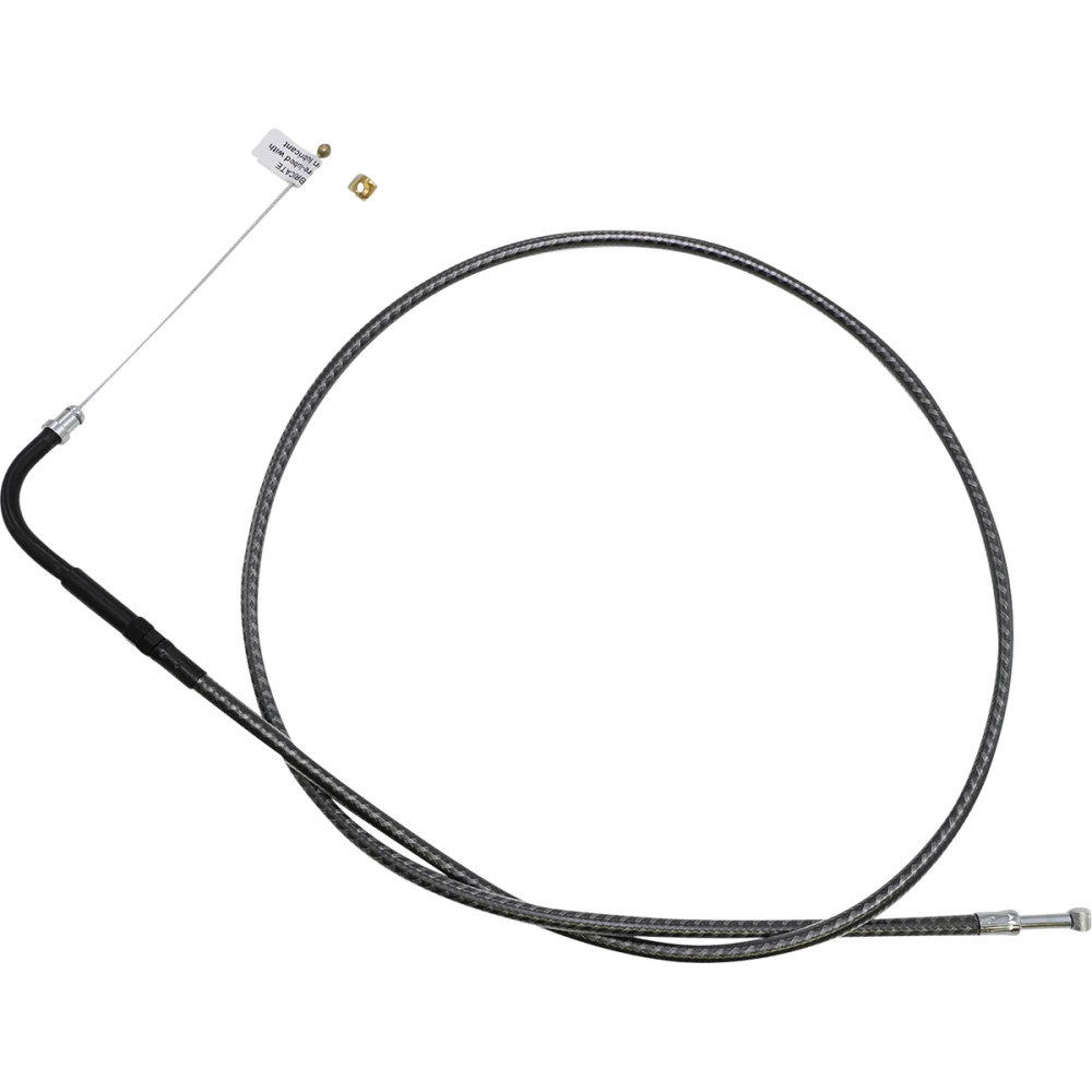KARBONFIBR Braided Throttle/Idle Cable — 100.5 cm (39.5"), 90°, 12.7 cm (5"), Silver