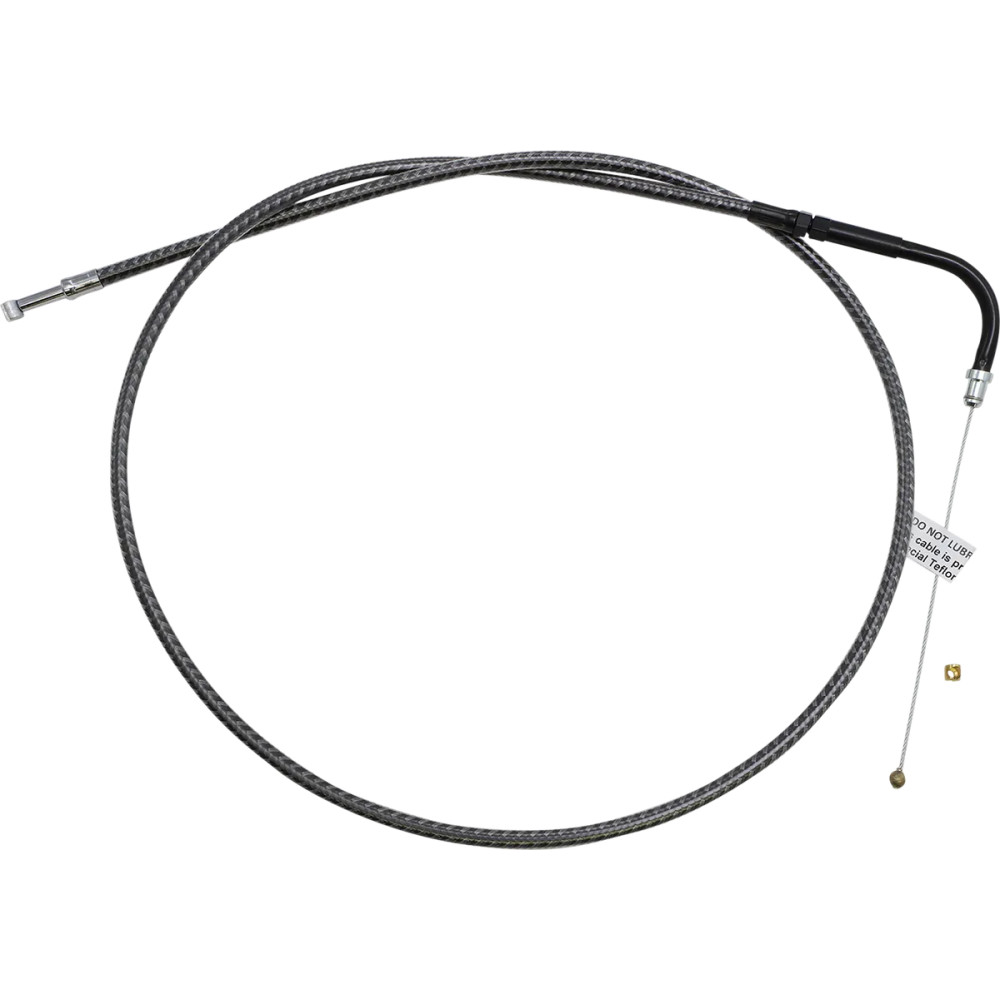 KARBONFIBR Braided Throttle/Idle Cable — 103 cm housing, 12.7 cm travel, 90° elbow, carbon fiber