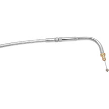 Polished Stainless Steel Braided Throttle/Idle Cable — 78 cm (30-3/4") , 90° elbow, Idle