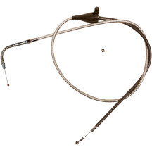 Polished Stainless Steel Braided Throttle/Idle Cable — 98.5 cm (38-7/8"), Silver, 90° elbow