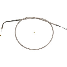 Polished Stainless Steel Braided Throttle/Idle Cable — 34-3/4" housing, 45° elbow, Silver