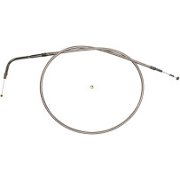 Polished Stainless Steel Braided Throttle/Idle Cable — 34-3/4" housing, 45° elbow, Silver