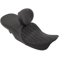 Forward Positioned 2-Up Low Profile Touring Leather Seat — 81 cm (32") , Black