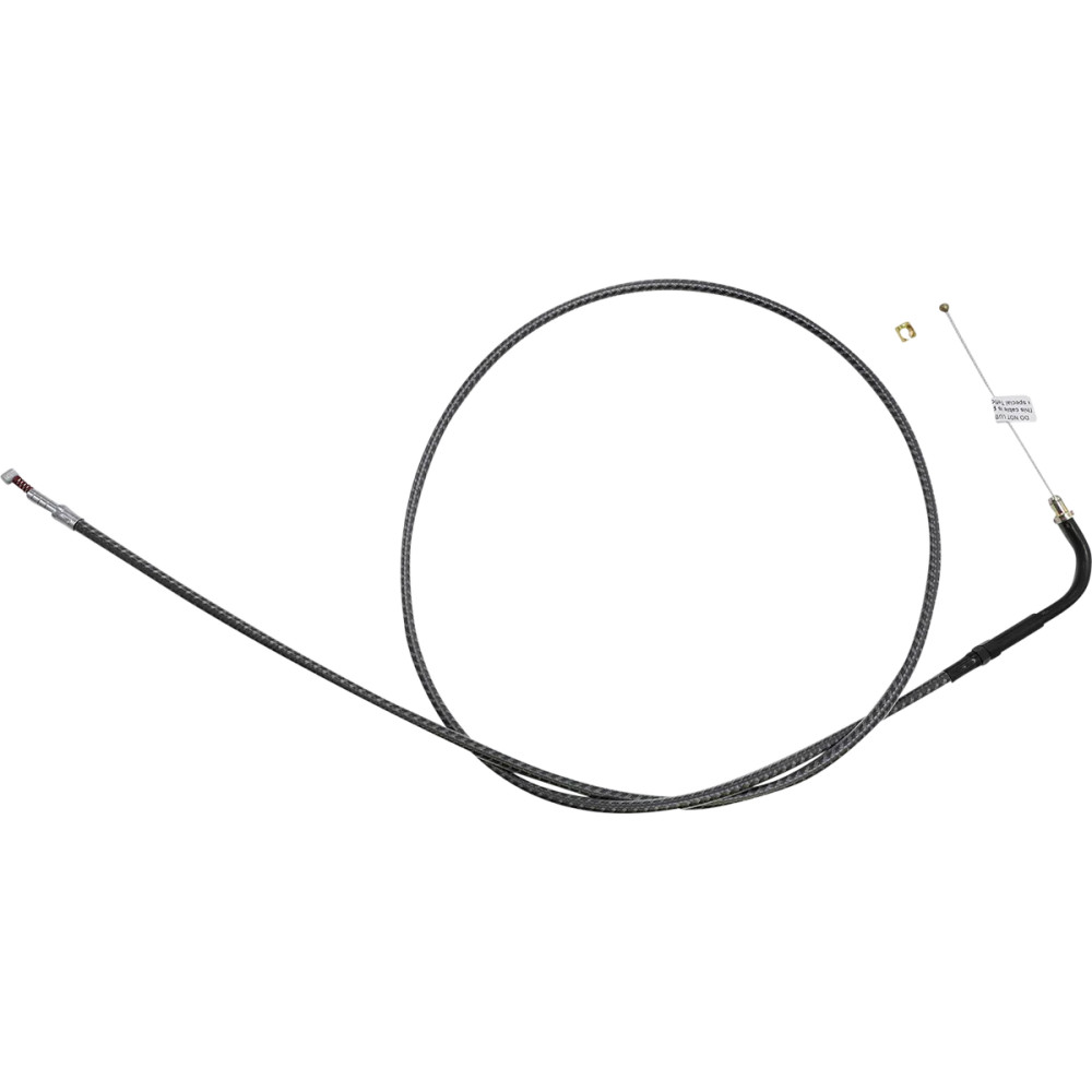 KARBONFIBR Braided Throttle/Idle Cable — 120.5 cm housing, 90° elbow, Silver