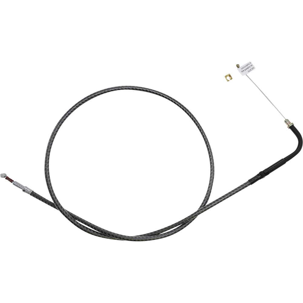 KARBONFIBR Braided Throttle/Idle Cable — 93 cm (36-5/8") housing, 90° elbow, Idle, Silver