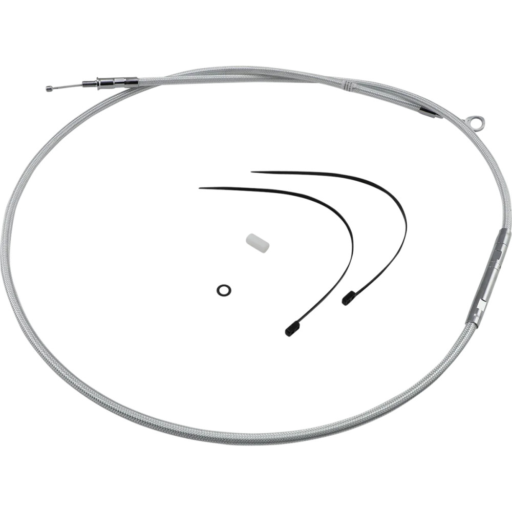 High-Efficiency Braided Sterling Chromite II® Clutch Cable — 71-1/4 in housing, 2-9/16 in travel, 23-1/2 in adjuster, Chrome