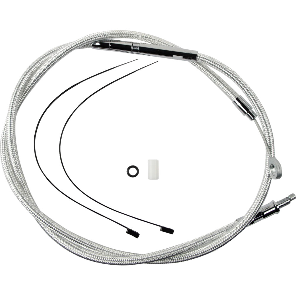 High-Efficiency Braided Sterling Chromite II® Clutch Cable — 57-1/4" housing, 65 mm travel, 20-1/2" adjuster, Chrome