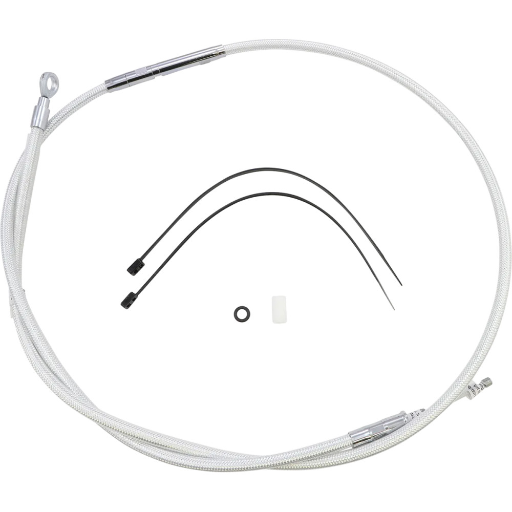 High-Efficiency Braided Sterling Chromite II® Clutch Cable — 156.5 cm housing, 83.5 cm adjuster, 71 mm travel, Chrome