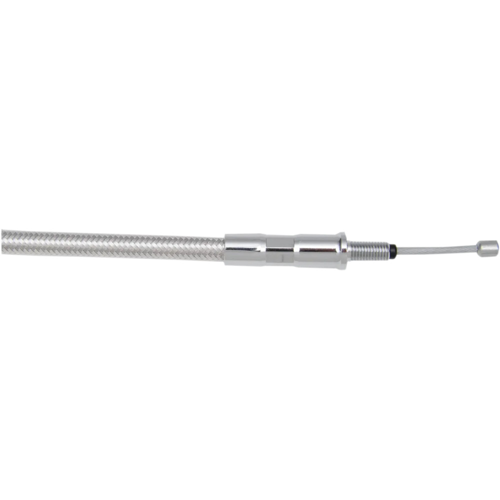 High-Efficiency Polished Stainless Clutch Cable — 159 cm housing, 71 mm travel, polished silver