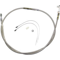 High-Efficiency Polished Stainless Clutch Cable — 184.5 cm housing, 83.5 cm adjuster, 71 mm travel, Silver Polished