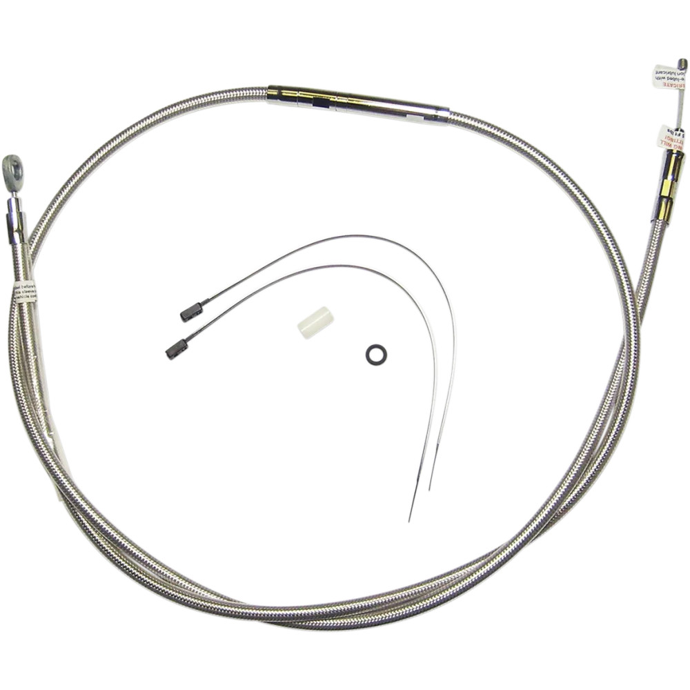 High-Efficiency Polished Stainless Clutch Cable — 66-11/16" housing, 71 mm travel, 25-7/16" adjuster