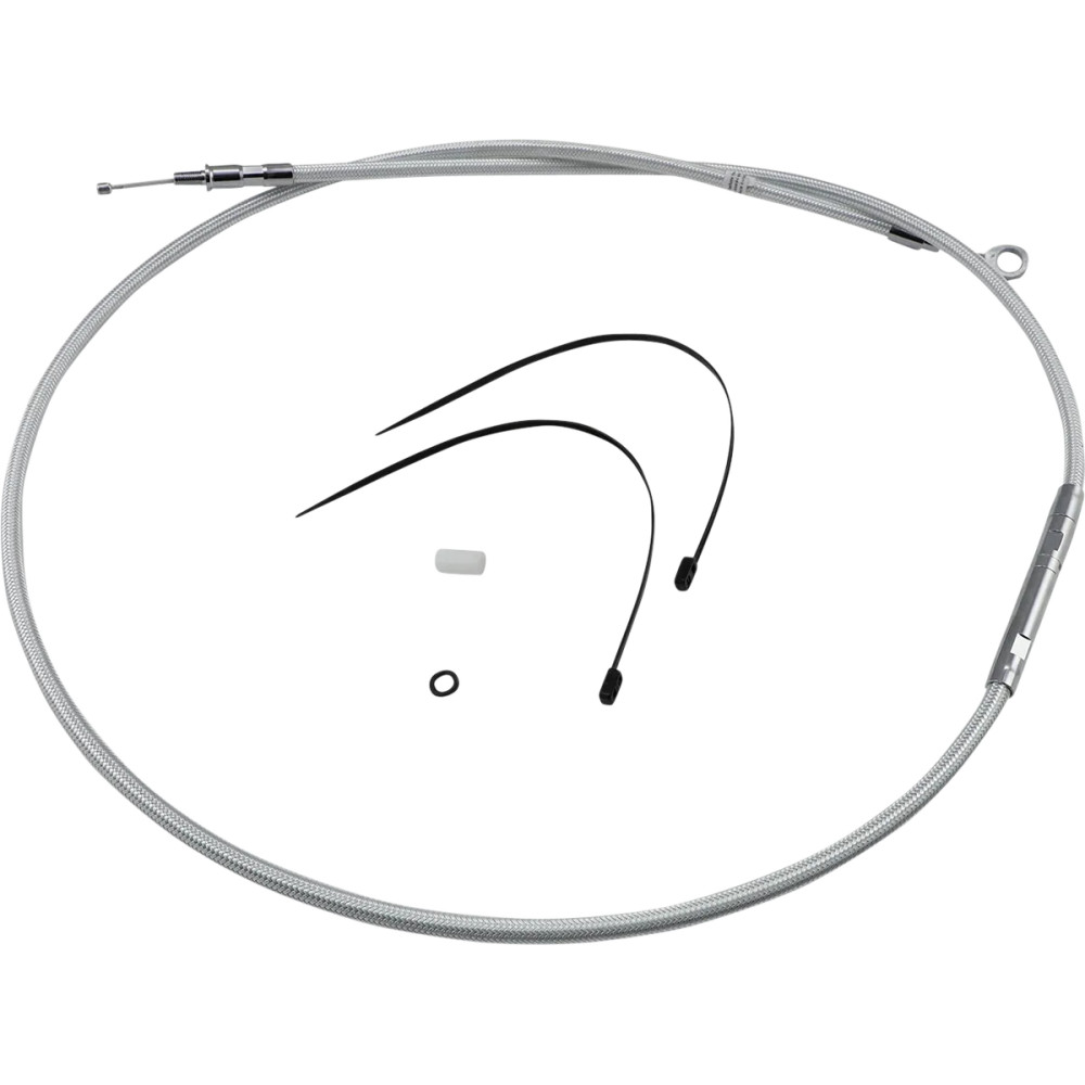 High-Efficiency Braided Sterling Chromite II® Clutch Cable — 140.5 cm housing, 52.5 cm adjuster, 71 mm travel, Chrome
