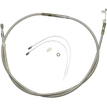 High-Efficiency Polished Stainless Clutch Cable — 160 cm housing, 71 mm travel, 52.5 cm adjuster