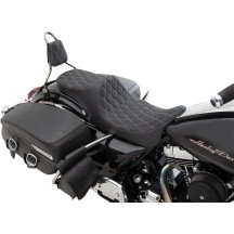 Predator III 2-Up Seat — 77.5 cm overall length, Black, fits Drag & most Harley-Davidson sissy bars
