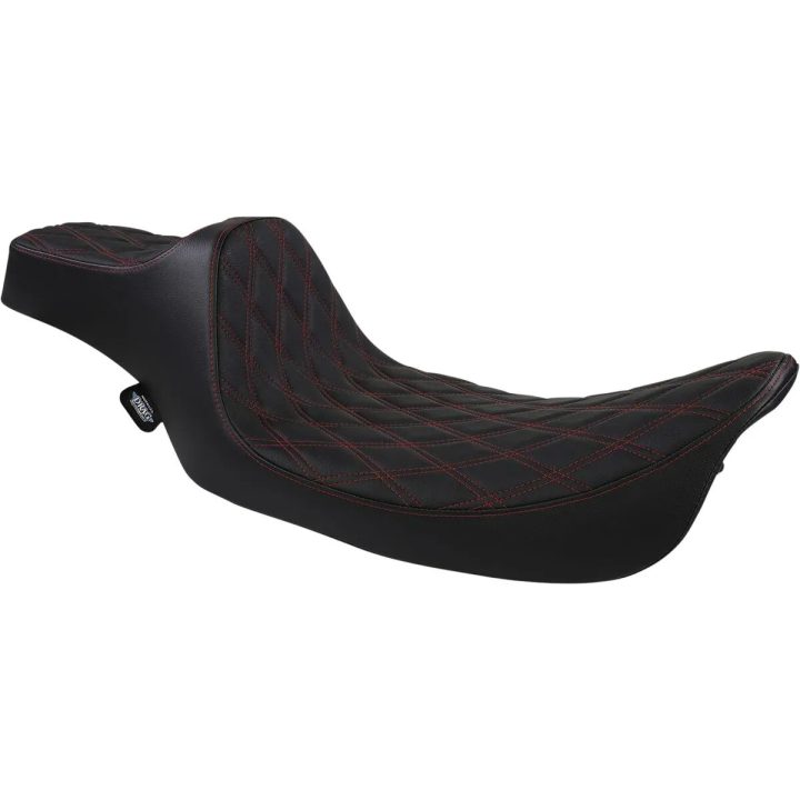 Asiento Predator III de alcance extendido — 78 cm (30-3/4") largo total, compatible con '97-'07 FLT/FLHT/FLR, Negro, Rojo
