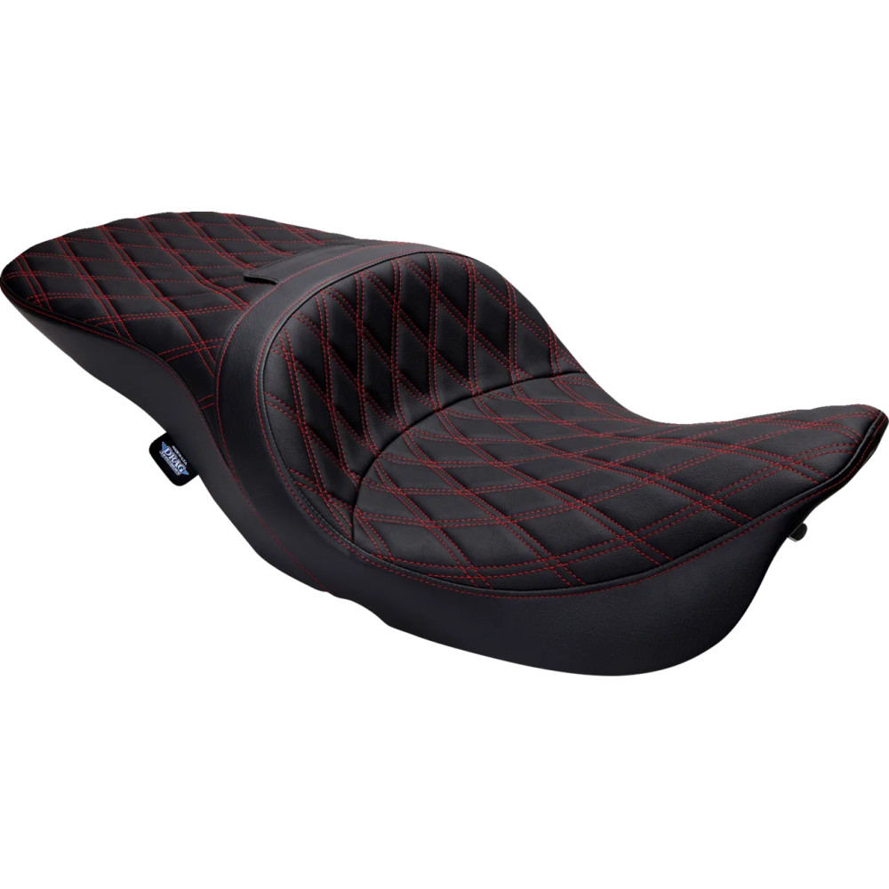 Freedom Touring Seat — 30-1/2" length, 15" driver width, 13" rear width, Black, Red