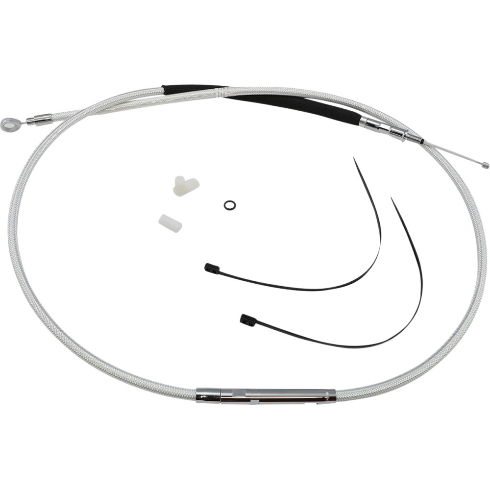 High-Efficiency Braided Sterling Chromite II® Clutch Cable — 154 cm housing, 79 mm travel, 80 cm adjuster, Chrome