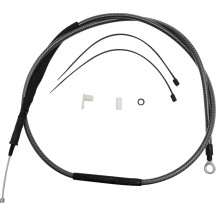 High-Efficiency Polished KARBONFIBR Clutch Cable — 164.5 cm (64-11/16") housing, 79 mm (3-1/8") travel, Silver polished