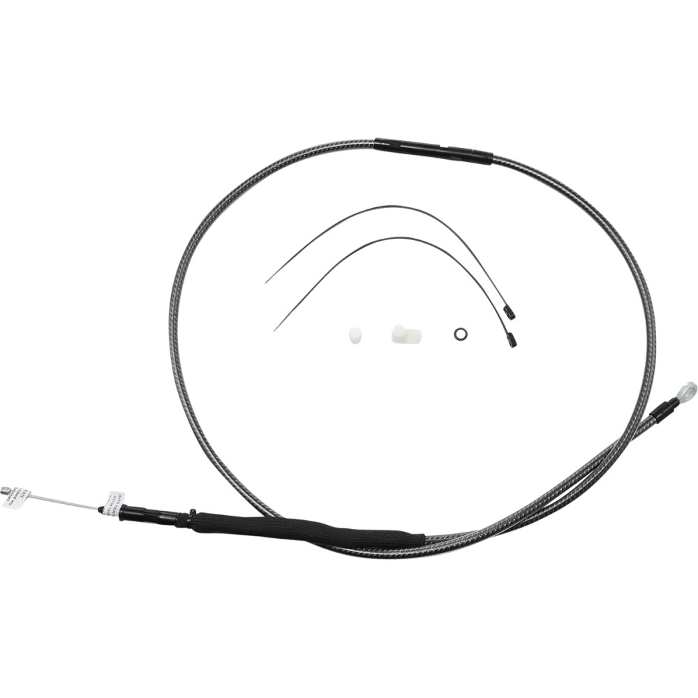 High-Efficiency Polished KARBONFIBR Clutch Cable — 174.5 cm housing, 79 mm travel, polished silver