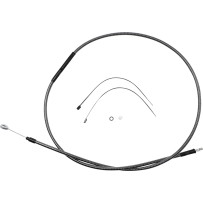 High-Efficiency Polished KARBONFIBR Clutch Cable — 184.5 cm housing, 71 mm travel, polished silver