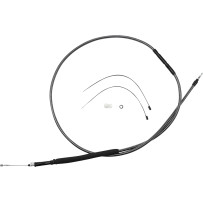 High-Efficiency Polished KARBONFIBR Clutch Cable — 74-11/16" housing, 3-1/2" travel, 25-7/16" adjuster, Polished Silver