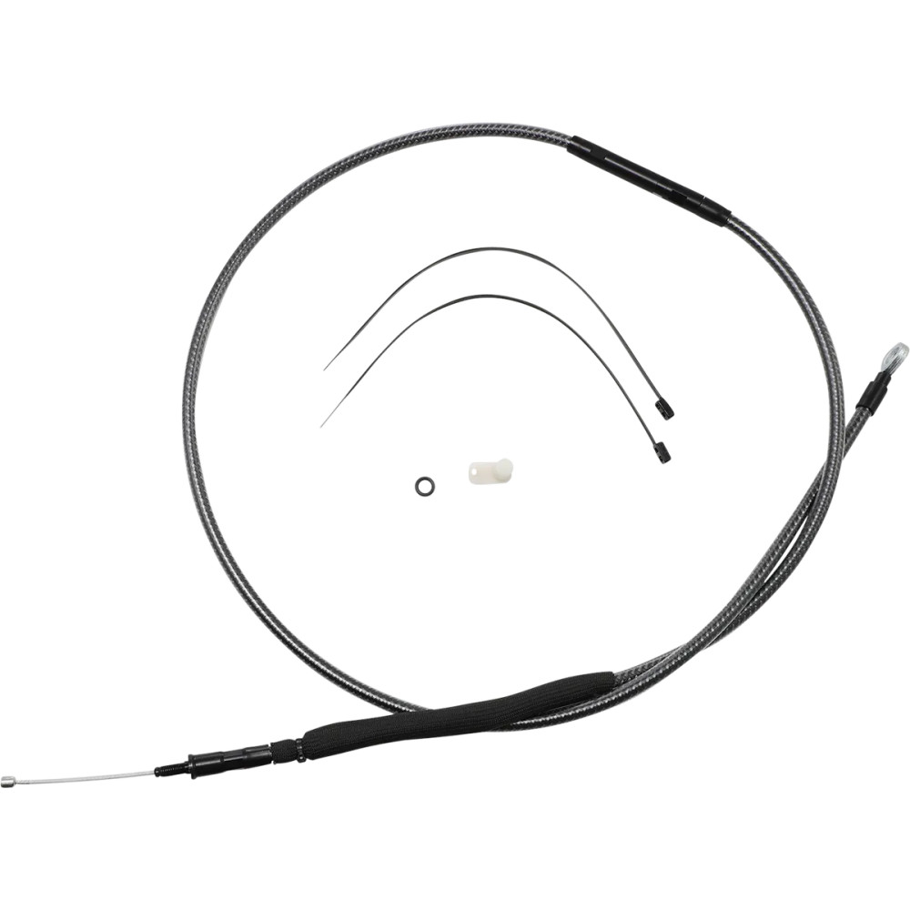 High-Efficiency Polished KARBONFIBR Clutch Cable — 66-11/16" housing, 89 mm travel, Silver