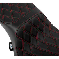 Performance Predator 2-Up Seat with Extended Reach — 75 cm (29-1/2\") length, 30.5 cm (12\") driver width, Black/Red