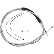 High-Efficiency Polished Stainless Clutch Cable — 172 cm (67-11/16") housing, 89 mm (3-1/2") travel, adjuster 64.5 cm (25-7/16")