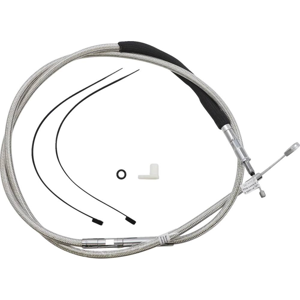 High-Efficiency Polished Stainless Clutch Cable — 172 cm (67-11/16") housing, 89 mm (3-1/2") travel, adjuster 64.5 cm (25-7/16")