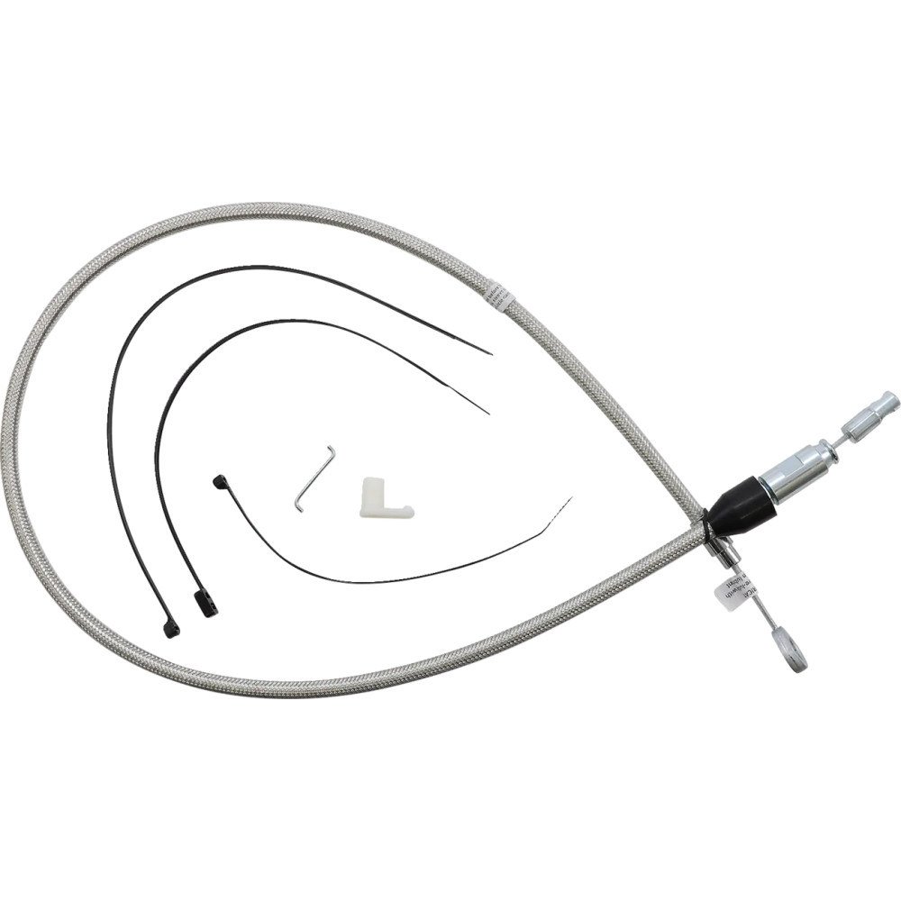 Polished Stainless Quick Connect Upper Clutch Cable — 38" overall, 59 mm travel