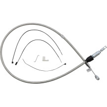 Polished Stainless Quick Connect Upper Clutch Cable — 40" length, 59 mm travel, Silver