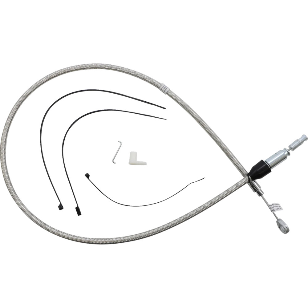 Polished Stainless Quick Connect Upper Clutch Cable — 42", 59 mm travel, Silver