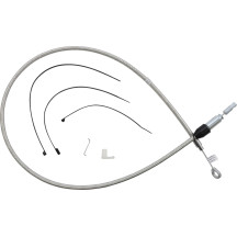 Polished Stainless Quick Connect Upper Clutch Cable — 112 cm (44"), 59 mm (2-5/16") travel, Polished Silver