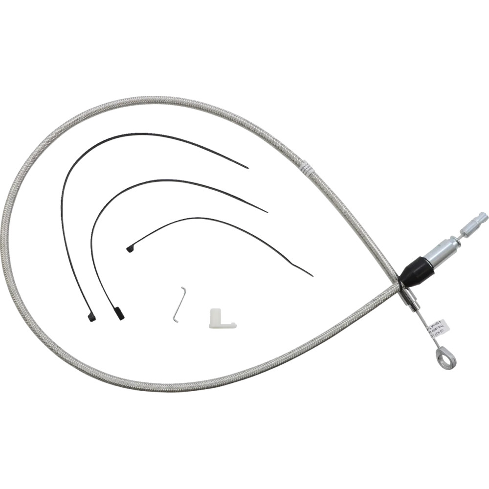 Polished Stainless Quick Connect Upper Clutch Cable — 112 cm (44"), 59 mm (2-5/16") travel, Polished Silver