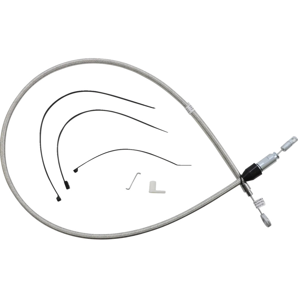 Polished Stainless Quick Connect Upper Clutch Cable — 45" (114.5 cm), 59 mm travel, polished silver